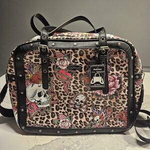 NEW Ed Hardy Leopard Satchel Bag